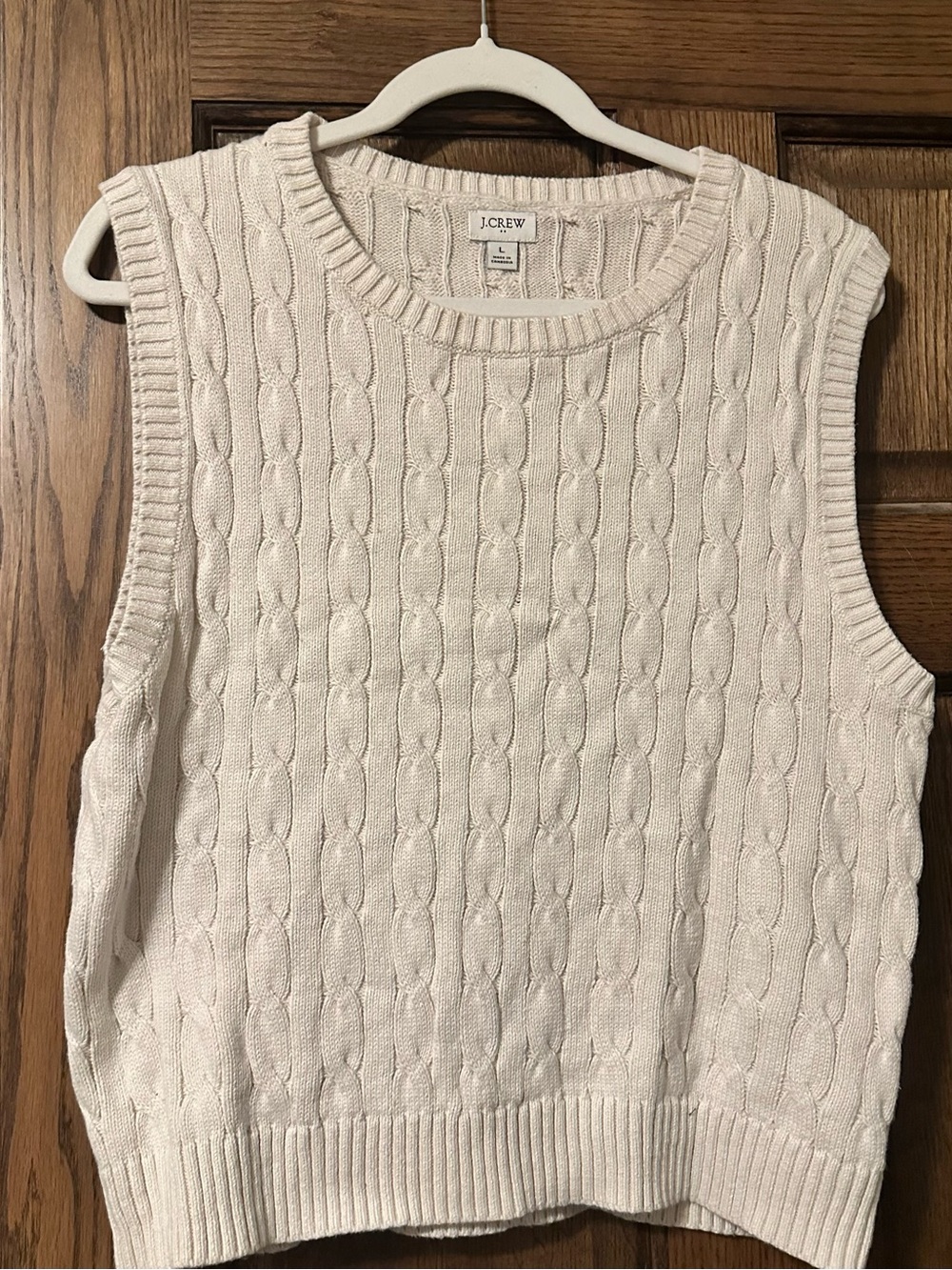 J. Crew Factory Women’s Cream Cable-Knit Sleeveless Sweater Vest